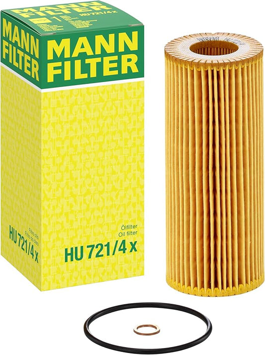 Mann Filter HU 721/4 x Cartridge Oil Filter Replacement with Oil Drain Plug Gasket Compatible With BMW 335d (2009-2011), X5 xDrive35d (2009-2013)
