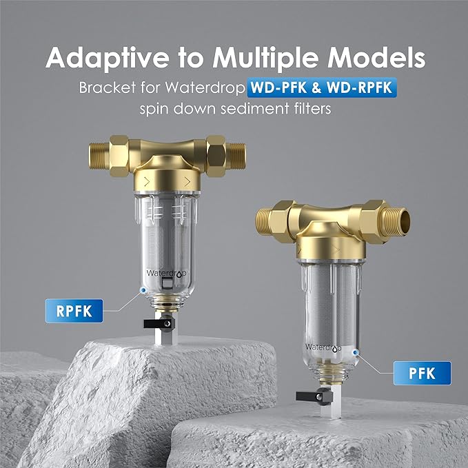 Waterdrop Spin Down Sediment Filter Bracket, Using in Conjunction with The WD-PFK ,WD-RPFK ,WD-PFA Sediment Filter,1 Pack