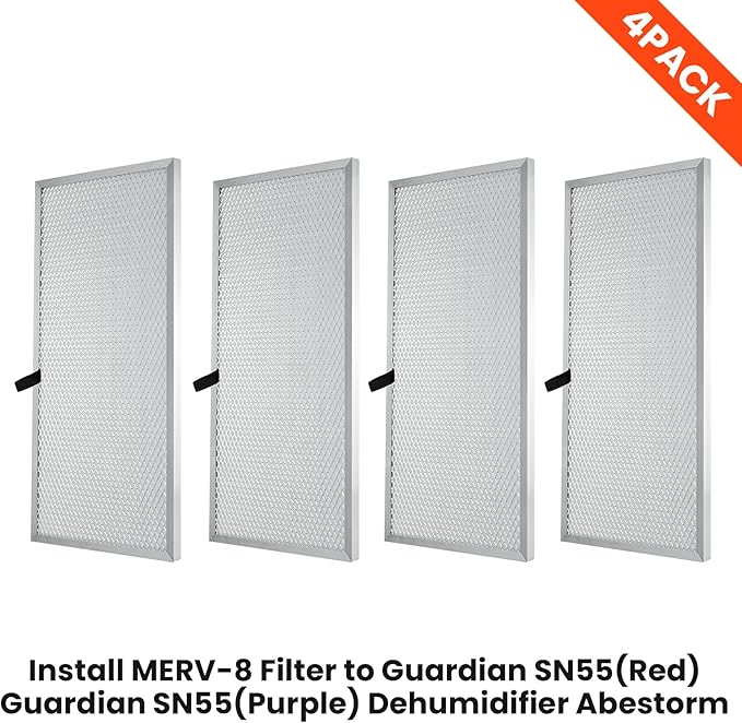 Abestorm 4-Pack MERV-8 Filter Replacement Set for Crawlspace Dehumidifiers Guardian SN55/SNS65