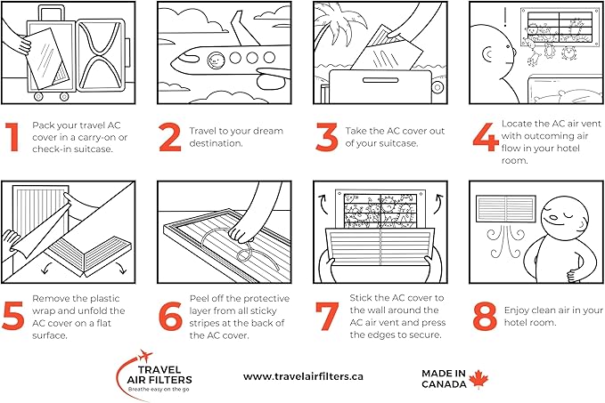 AC Vent Cover To Capture Small Particles, Reducing The Dust In Your Hotel Room In High Humidity Environment At Your Travel Destination.