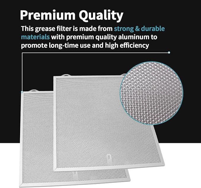 99010430-002 Hood Vent Filter 5-Ply Aluminum Grease Filter Compatible Replacement B.roan N.utone Hood 2-Pack