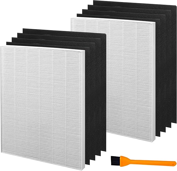 Hongfa 115115 Filter A Replacement Filter for Winix Air Purifier, Replacement for Winix PlasmaWave Air Purifier C535 5300 5300-2 6300 6300-2,2 Pc 115115 True Hepa Filter A and 8 Pc Carbon Pre-filter