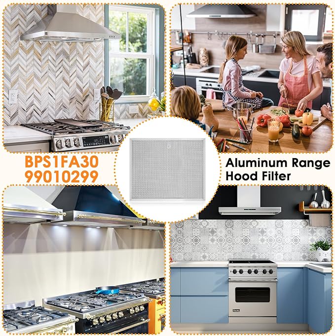 BPS1FA30 Range Hood Filter for 30-Inch Broan Nutone Allure QS1 WS1, 5-Layer 99010299 Aluminum Range Hood Filters Replacement 11.9"X14-1/4"X3/8" (6Pack)