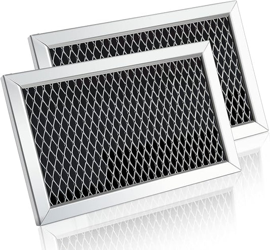 JX81J WB02X11124 Microwave Charcoal Filter Replacement for GE WB02X11536, WB06X10823, Samsung Carbon Filter 3-7/8" x 6-1/8" x 3/8"", 2 Pack