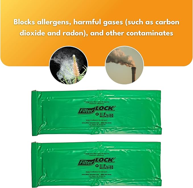 FilterLock Furnace Filter Slot Seal – Magnetic Seal Cover for Any 1” Furnace Filter, Up To 25” Long, Reduce HVAC Air Leaks, Green