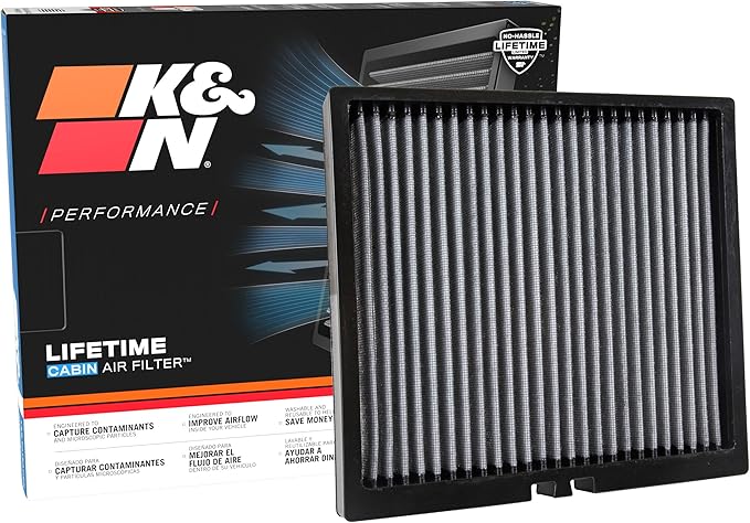 K&N LIFETIME Cabin Air Filter: Premium, Washable, Clean Air for your Cabin: Compatible with 2013-2024 AUDI: A3, Q2, S3, TT, VF2047