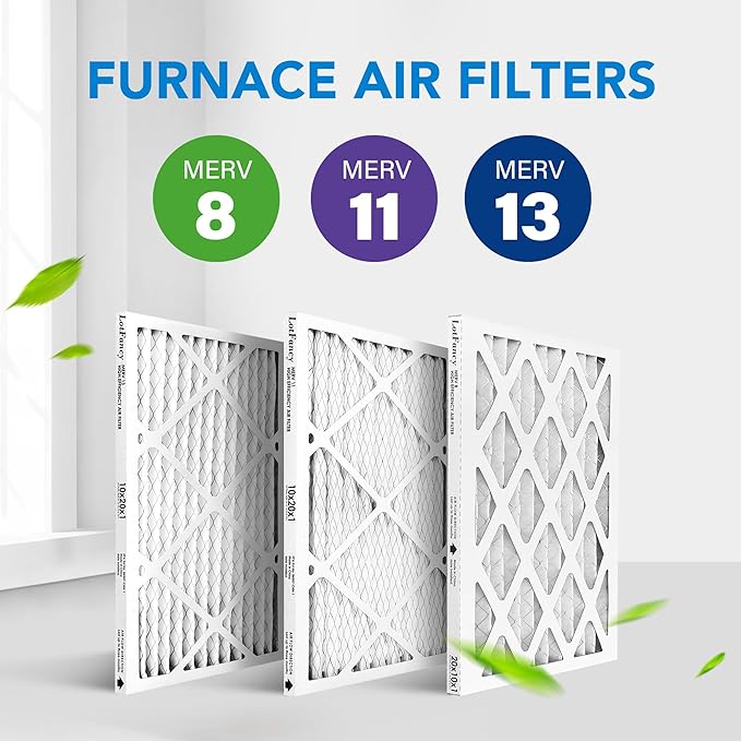 LotFancy 10x20x1 Air Filter MERV 8 4-Pack, Electrostatic Pleated Furnace & AC Filter, Captures Dust, Pet Hair, Pollen, Actual Size: 9.75"x19.75"x0.75"