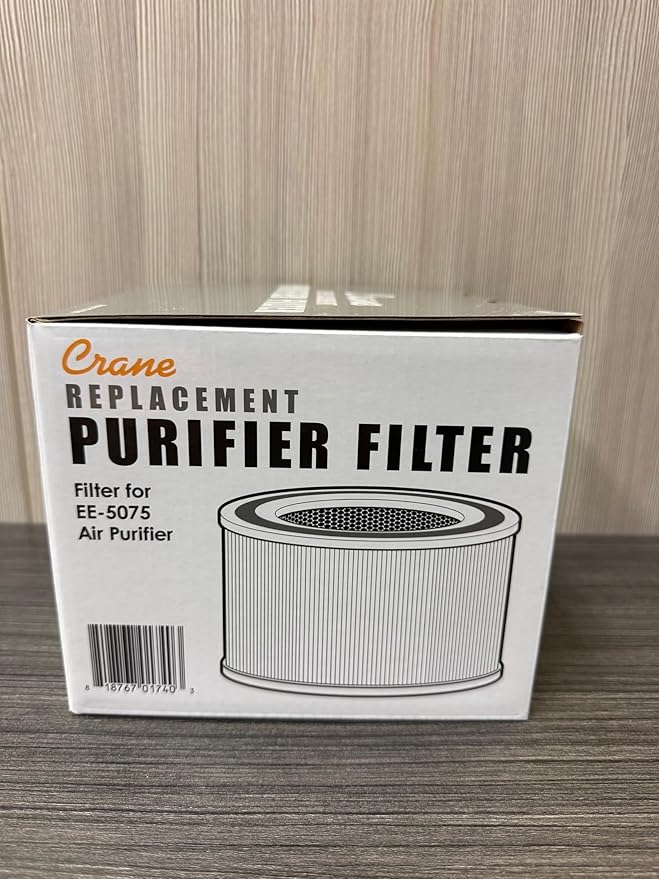 Crane Genuine Air Purifier Replacement Filter For Model EE-5075, HS-1964, HEPA Air Filter Replacement, Pack Of 1, 3-Stage Filtration For Better Indoor Air Quality