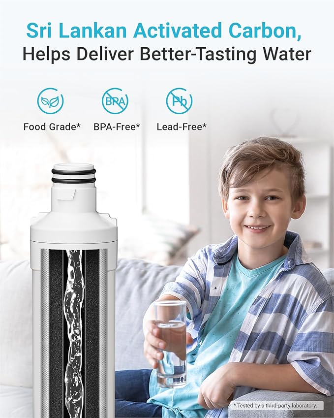 AQUA CREST LT1000PC ADQ747935 Replacement for LG® LT1000P®/PC/PCS ThinQ® Refrigerator Water Filter, LMXS28626S, LFXS26973S, MDJ64844601, ADQ74793501, ADQ74793502 and LT120F® Air Filter, 3 Combo