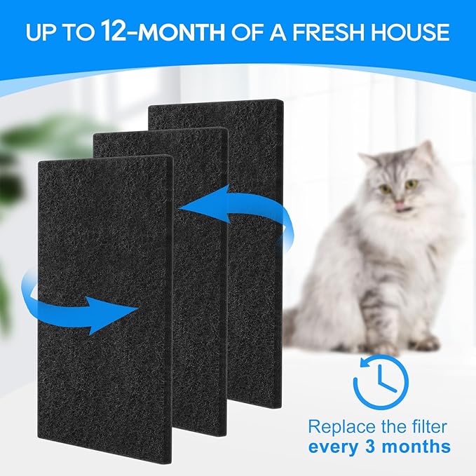 8PCS Cat Litter Box Filter Compatible with Van Ness CP7 Blue Extra Large Cat Litter Box, Activated Charcoal Odor Control Filters Replacement for Hooded Cat Litter Boxes for Big Cats
