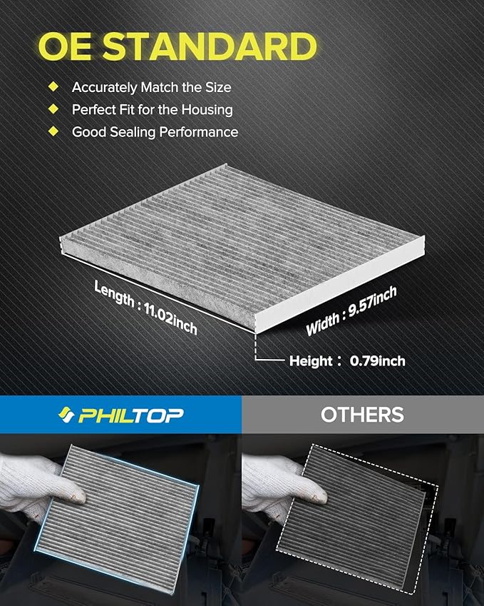 PHILTOP Cabin Air Filter w/Activated Carbon, Compatible with CF11776 Nissan Altima 2013-2018, Pathfinder 2013-2020, Murano 2015-2024, Maxima 2016-2023, INFINITI QX60 2014-2020, JX35 2013