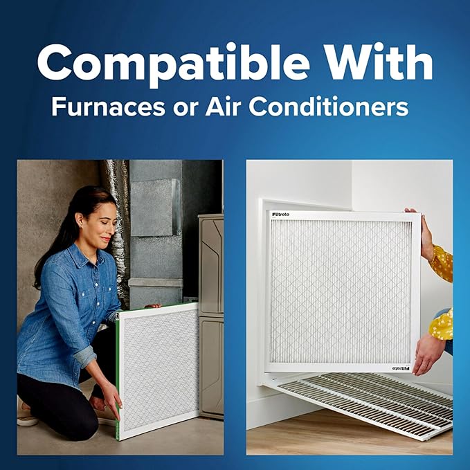 Filtrete 20x24x1 AC Furnace Air Filter, MPR 700, MERV 8, Tough on Pollen, Easy on Airflow, 3-Month Pleated 1-Inch Electrostatic Air Cleaning Filter, 6-Pack (Actual Size 19.81 x 23.81 x 0.81 in)