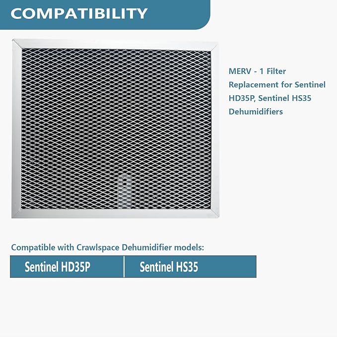 HD35P Dehumidifier Filters Compatible with Sentinel HD35P HS35 Dehumidifiers Alorair Crawl Space Dehumidifiers MERV-1 Aluminium Filter 9.45 x 8 x 0.4 inches, 1Pack