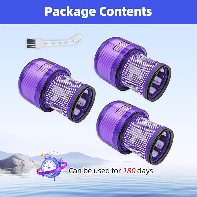 3-Pack Replacement Filter Kit Compatible with Dyson V11 Torque Drive/Animal/Absolute/Complete/Extra, V15 Detect, V15s Detect Submarine, SV14, SV15, SV17, SV22, SV28, SV47 Vacuums