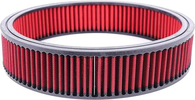 14"x3"Air Cleaner Air Filter Element Round Replacement Washable Reusable Compatible with Chevrolet Buick Ford GMC Mopar Oldsmobile Pontiac Cotton Fiber High Flow (Red)