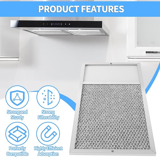 Range hood Filter with Light Lens Replacement for Broan R610027 SR610027 1568322 1568323 PM25WW PM25BL AL9245 Aluminum Mesh Grease Lens Range Hood Replacement Filter 7-5/8 x 14-1/8 x 3/8 Inch