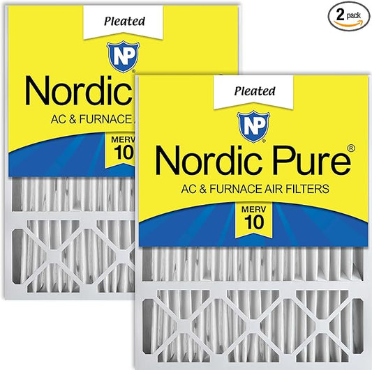 Nordic Pure 20x25x5 (Actual Size: 19 7/8 x 24 7/8 x 4 3/8) Honeywell/Lennox Replacement MERV 10 Air Filters 2 Pack