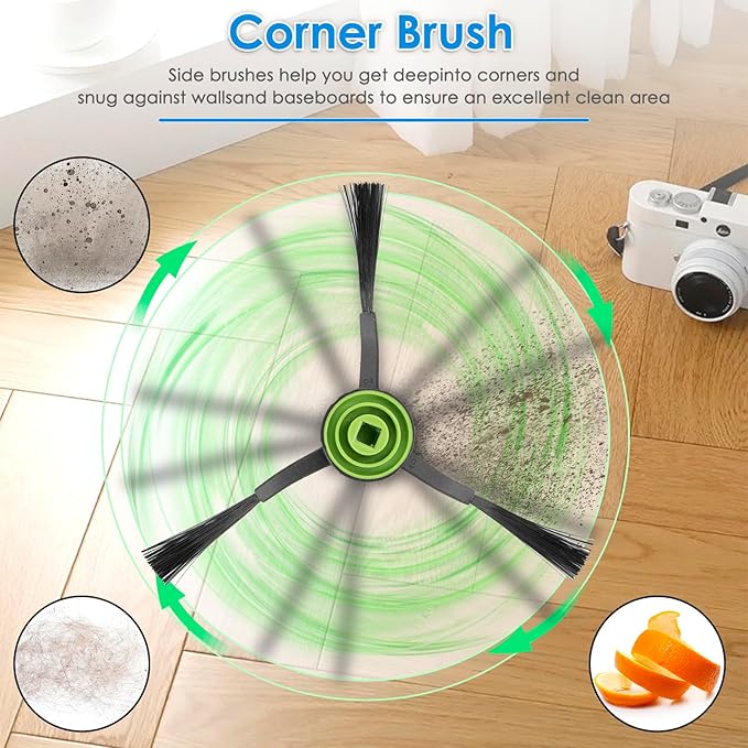 (24 Pack) Replacement Parts Compatible with iRobot Roomba Combo i5, Combo i5+, Combo j5, Combo j5+ Robot Vacuum Cleaner, 4 Rubber Roller Brushes, 10 Side Brushes, 10 HEPA Filters,Accessories