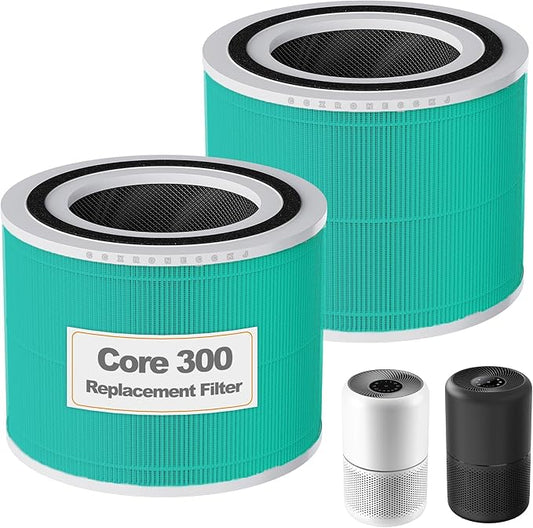 Core 300-RF Toxin Absorber Replacement Filter for LEVOIT Core 300, Core300-P, Core 300S VortexAir Air Purifier, 3-in-1 HEPA Activated Carbon(Green)