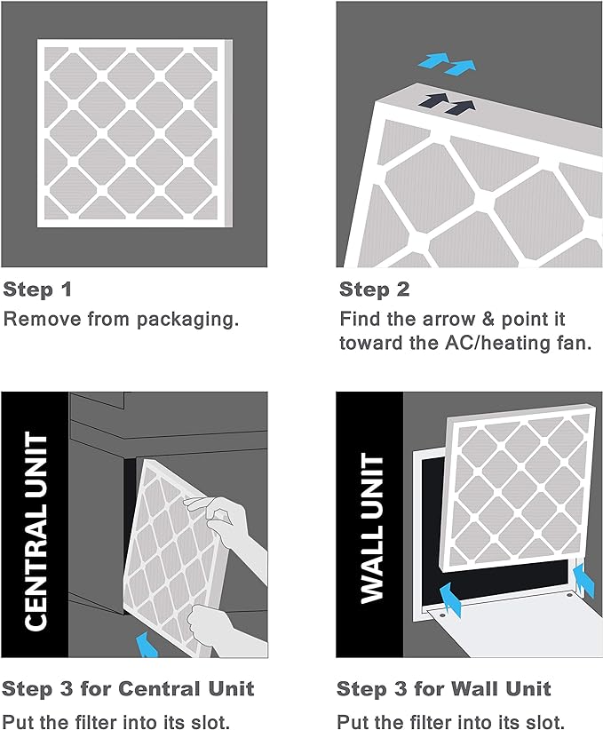 Aerostar 8x16x1 MERV 13 Air Filter, Pleated AC Furnace HVAC Filters (8x16x1), for Allergies Asthma Dust Pet Dander Pollen Smoke Bacteria, MPR 1200 FPR 7, USA, 6 Pack
