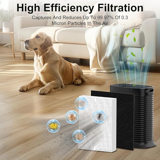 HPA300 Filter Replacement for Honeywell HPA300 Series, Precut Activated Carbon Prefilter for HPA300, HPA304, HPA3300, HPA5300, HPA8350 Series, 3 FR Filte + 6 Activated Carbon Pre Filter