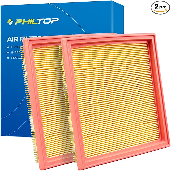 PHILTOP Engine Air Filter, Compatible with CA10544 INFINITI G37 2008-2013, G35 2007-2008, QX50 2014-2017, EX35, G25, Q60, Q40, EX37, Nissan 370Z 2009-2020, 350Z 2007-2009, Pack of 2
