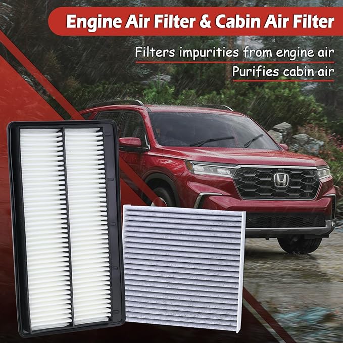 17220-61A-A00 Engine Air Filter and 80292-TF0-G01 Cabin Air Filter kit Compatible with 2023-2025 Honda Pilot 3.5L 2022-2025 MDX 3.5L Replaces ST50144 WA11509 CF11182 80291-T5R-A01