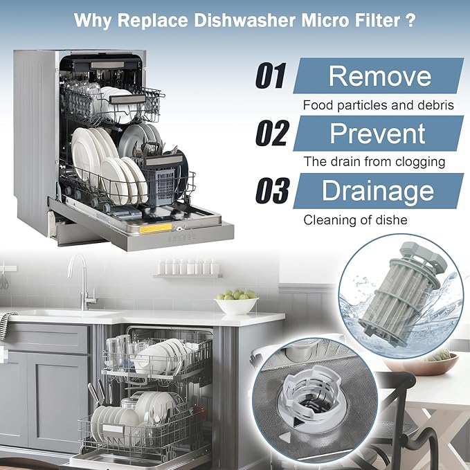 Upgraded Version 00645038 645038 Dishwasher Filter Replacement, Dishwasher Filter for Bosch Kenmore Thermador Dishwasher, Part Replaces AP4339631 00651097 PS3479708 EA3479708