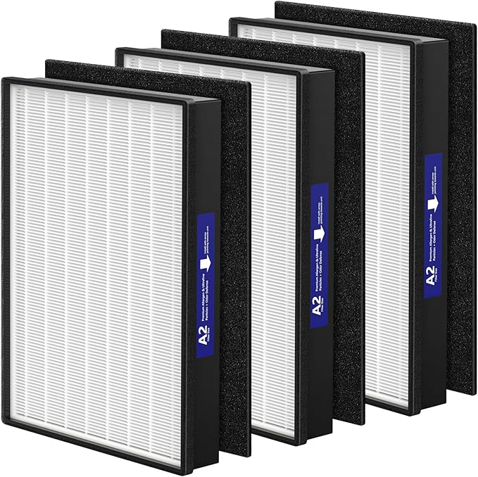 3 Pack A2 HEPA Replacement Filter Compatible with 3M Filtrete Room Air Purifier Models FAP-C02-A2, FAP-C03-A2, FAP-T03-A2, Part # 1150101