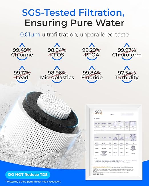 Waterdrop 10UB-UF 0.01 μm Ultra Filtration Under Sink Water Filter System, Reduces Lead, Chlorine, Bad Taste & Odor, 1 Year, with Dedicated Brushed Nickel Faucet, USA Tech