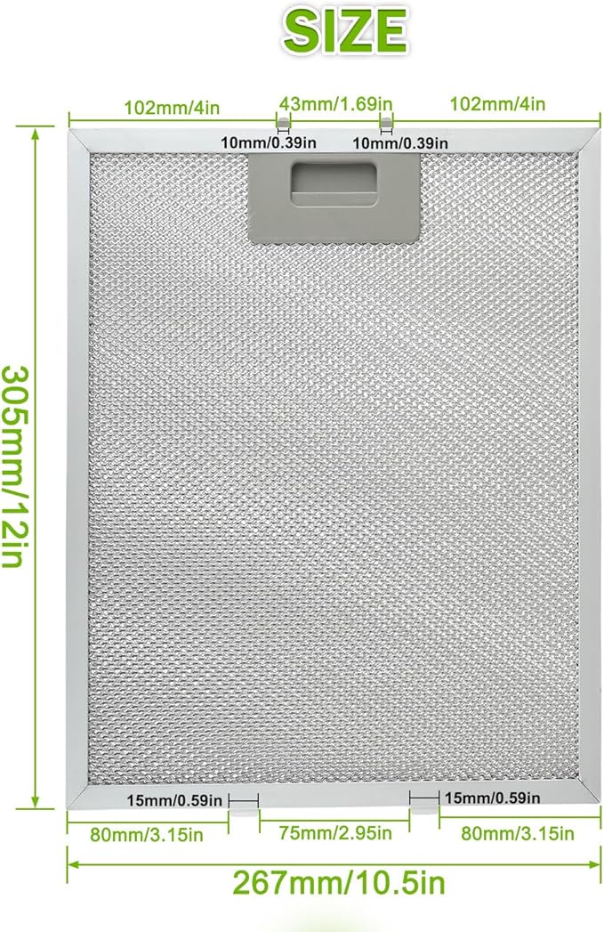 W10169961A Range Hood Filter Replacement 5 Layer Aluminum Mesh Hood Grease Filter Fit for Whirlpool, Kitchen Aid, Jenn-Air Range Hoods(3PCS)