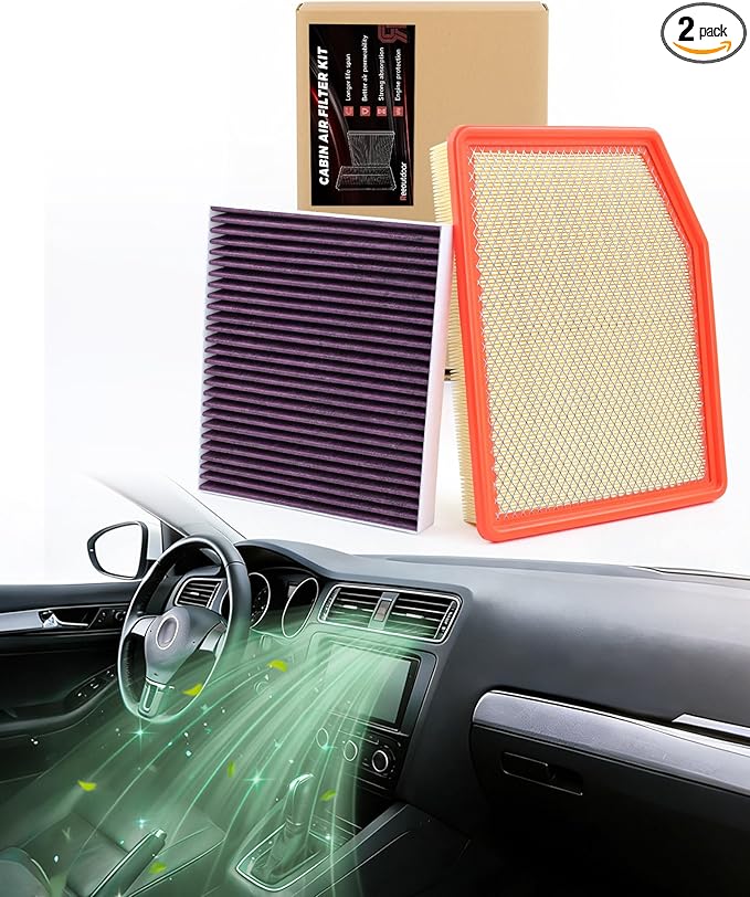 Upgraded Engine & Cabin Air Filter Kit for Chevy GMC 2019-2025 Silverado 1500 Sierra 1500, 2020-2025 Silverado 2500 HD Sierra 2500 HD Gasoline ONLY, 2021-2025 Escalade Tahoe Yukon Suburban