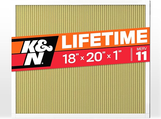 K&N 18X20X1 HVAC Furnace Air Filter, Lasts a Lifetime, Washable, Merv 11, the Last HVAC Filter You Will Ever Buy, Breathe Safely at Home or in the Office, HVC-11820