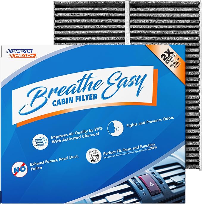 Spearhead Odor Defense Breathe Easy AC & Heater Cabin Filter | Fits Select 2002-24 Infiniti EX/FX/G/M/Q/QX, Armada, Frontier, GT-R, Titan/XD | Up to 25% Longer Lasting w/Activated Carbon (BE-743)