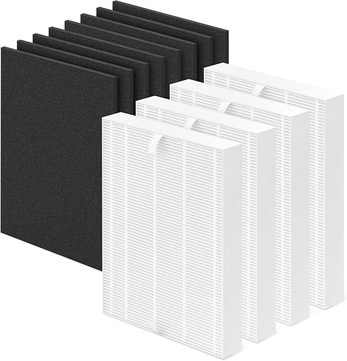 AP-1216L Filter Replacement for Coway AP-1216L Purifier, Include 4 Main Filter and 8 Pack Activated Carbon Filter, Part # ‎AP-1216-FP