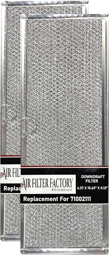 Air Filter Factory Replacement For Jenn-Air 71002111 USA Made 12-Layer Aluminum Mesh Grease Downdraft Filter 6.37 X 15.63 X 0.12 Inches 2-Pack