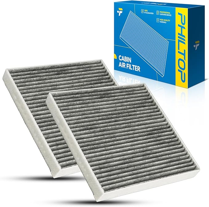 PHILTOP Cabin Air Filter w/Activated Carbon, Compatible with CF10612 Smart Fortwo 2008, 2009, 2010, 2011, 2012, 2013, 2014, 2015-2018, Smart EQ fortwo 2019, Filter Up Dust Pollen Odor, Pack of 2