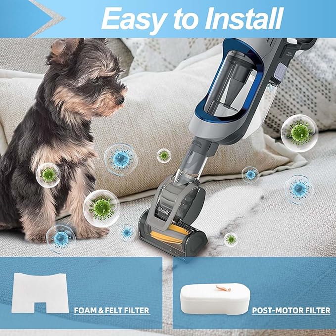 4pack Replacement Filter Compatible with Shark Corded Stick Vacuum HZ2000 HZ2002, HZ251,HZ602, Part # XPMFHZ2000 & XFFKHZ2000
