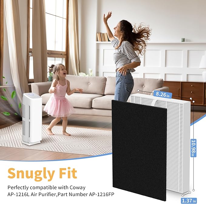AP-1216-FP H13 True Replacement Filters Compatible with Coway AP-1216L Tower True HEPA Air Cleaner Purifier, 2 H13 True HEPA Filters and 4 Activated Carbon Pre-filters