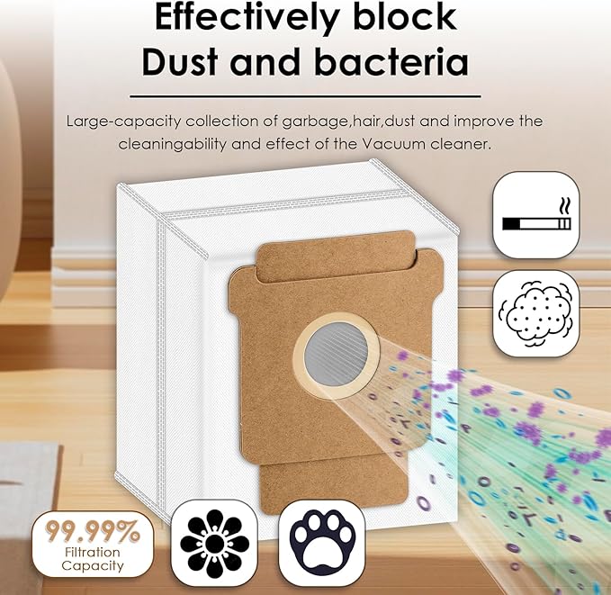 (6 Pack) Roomba 104 Dust Bags for iRobot Roomba 104, 105 Vac, 105 Combo, Plus 405 Combo, Plus 505 Combo, Max 705 Vac, Vacuum 2 Essential Q0520 Robot Vacuum Bags, Disposal Bag Accessories