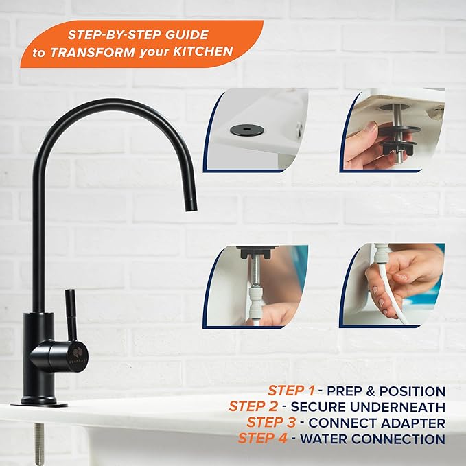 Aquaboon Chrome Drinking Water Faucet for Kitchen Sink Non Air Gap Reverse Osmosis Faucet Stainless Steel Sink Water Dispenser