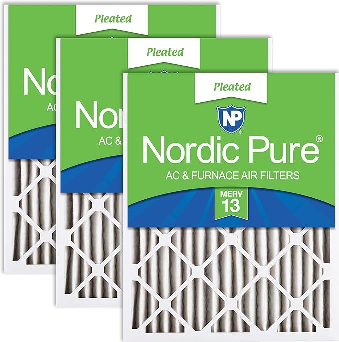 Nordic Pure 16x20x2 (Actual Size: 15 1/2 x 19 1/2 x 1 3/4) Pleated MERV 13 Air Filters 3 Pack
