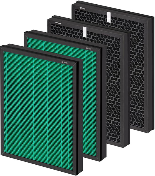 4 Pack 400/ 400S Replacement Filter Set for Coway Airmega 400 Air Purifier, Max2 400 400S 400(G) 400S(G), Max2 Green True and Active Carbon Filters, AP-2015-FP, 2 Set, Part# 3111735