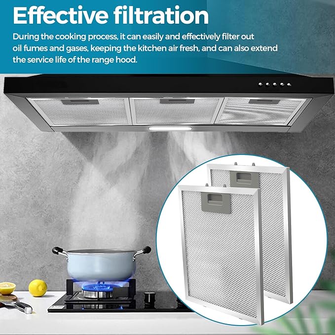 Range Hood Filter Replacement 10.25x9x0.35Inch (260x230x8.9mm) 5-Layer S97018029 Mesh Hood Vent, Range Hood Grease Filter, fits Br.oan's B5 Series 2pack by oneket (Aluminum)