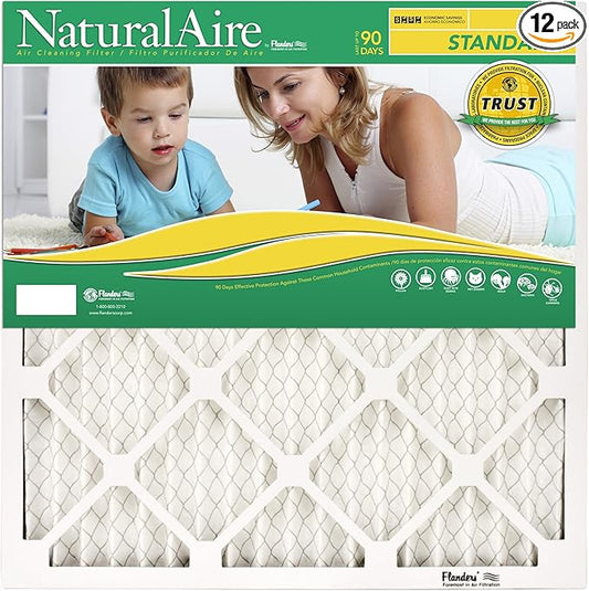 Flanders PrecisionAire 84858.012024 20 by 24 by 1 NaturalAire Standard Pleat Air Filter, 12-Pack