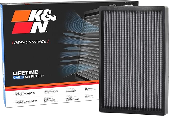 K&N LIFETIME Cabin Air Filter: Premium, Washable, Clean Air for your Cabin: Compatible with 2012-2015 TESLA: S, VF1015