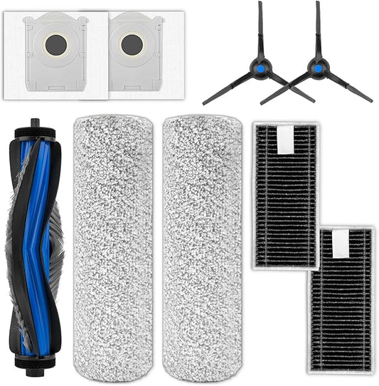 (9 Pack) X8 Pro Omni Replacement Parts Compatible with ECOVACS DEEBOT X8 PRO Omni/ X8 Omni Robot Vacuum, 1 Roller Brush, 2 Brush Rollers, 2 Side Brushes, 2 Dust Bags, 2 HEPA Filters, Accessories Kit