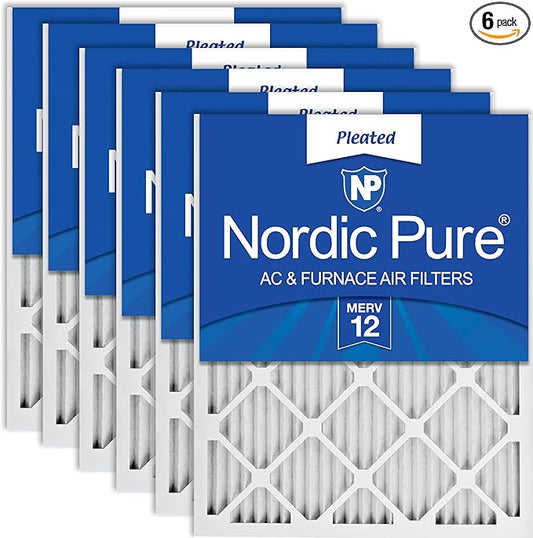 Nordic Pure 18x25x1 (17 1/2 x 24 1/2 x 3/4) Pleated MERV 12 Air Filters 6 Pack