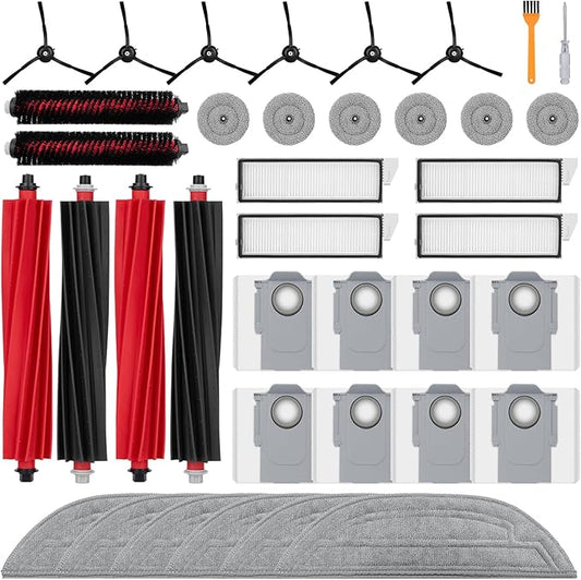 36 Pack Accessories Compatible with Roborock S8 MaxV Ultra Robot Vacuum,Main Brushes,Dust Bags,Mop Cloths,Edge Mop Cloths,Filters,Side Brushes,Self-Main Brush,Cleaning Brush, Screwdriver