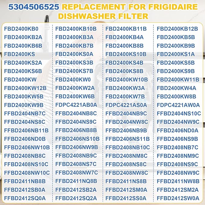 5304506525 Dishwasher Filter Replacement for Frigidaire Appliance Crosley Kenmore Electrolux Dishwasher Accessories Replaces 4456337 AP6036340 PS11770489 154252401 EAP11770489